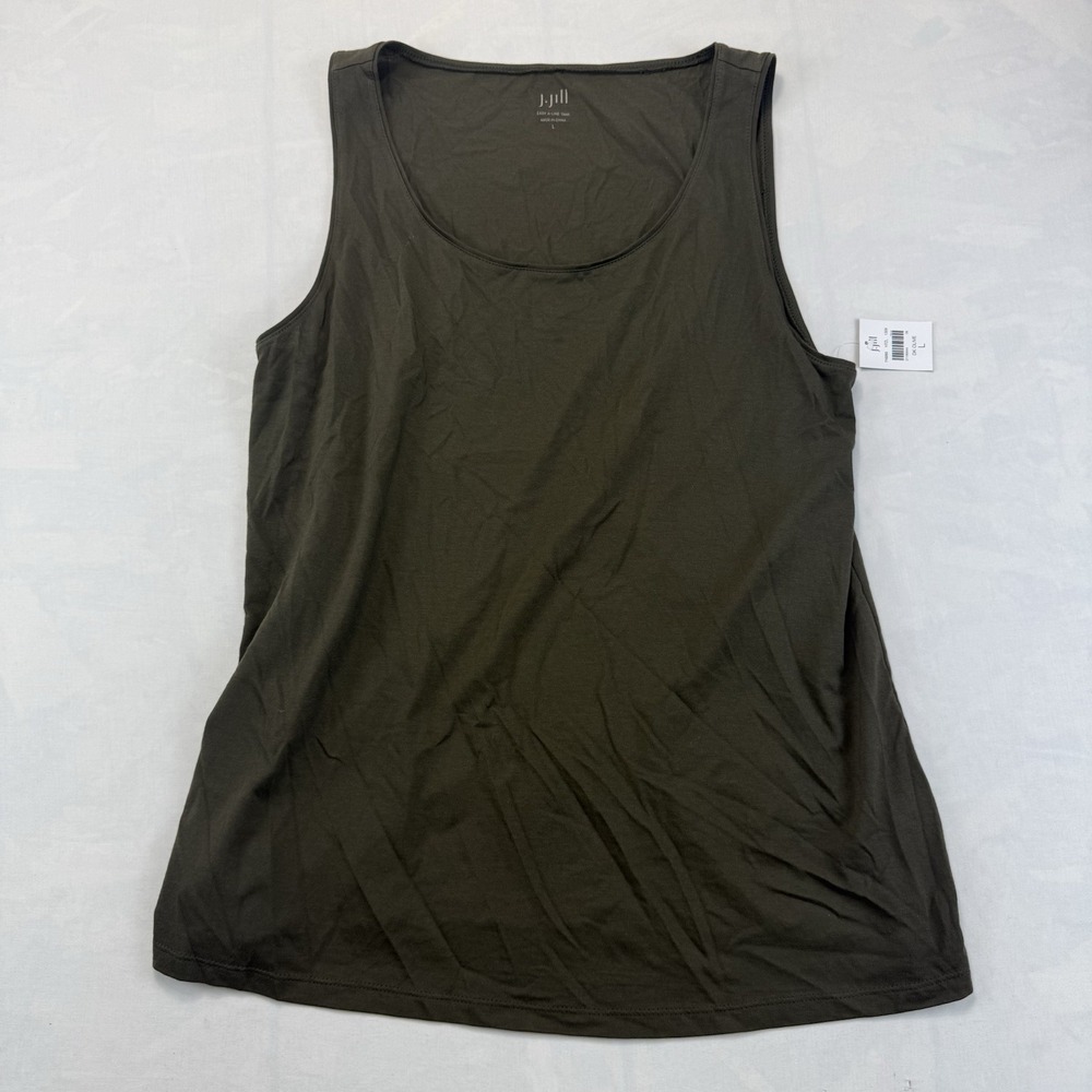 J. Jill size L Pima Rounded-V-Neck Tank Top 100% cotton heathered blue CaSuAL